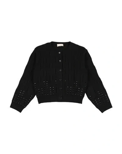 Elisabetta Franchi Babies'  La Mia Bambina Toddler Girl Cardigan Black Size 4 Viscose, Polyester, Polyamide In Blue