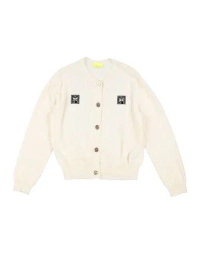 Elisabetta Franchi Babies'  La Mia Bambina Toddler Girl Cardigan Ivory Size 4 Merino Wool, Viscose, Polyamide In White