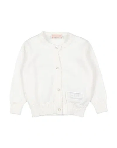 Elisabetta Franchi Babies'  La Mia Bambina Toddler Girl Cardigan Ivory Size 5 Cotton In White