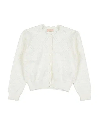 Elisabetta Franchi Babies'  La Mia Bambina Toddler Girl Cardigan Off White Size 5 Viscose, Polyester