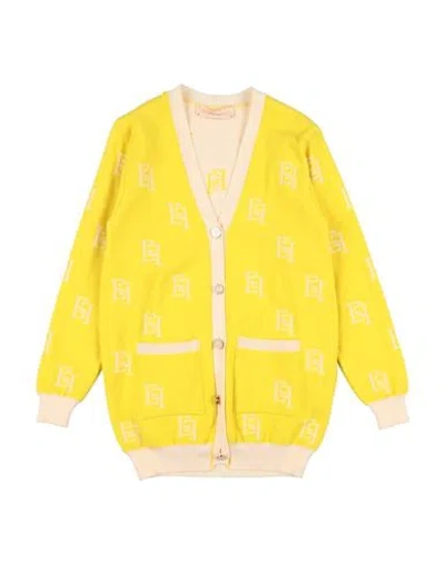 Elisabetta Franchi Babies'  La Mia Bambina Toddler Girl Cardigan Yellow Size 6 Viscose, Polyester, Polyamide