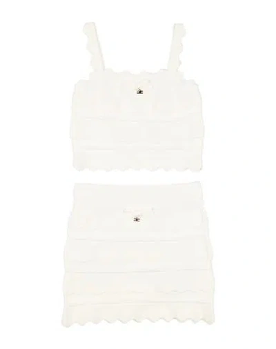 Elisabetta Franchi Babies'  La Mia Bambina Toddler Girl Co-ord Cream Size 4 Viscose, Polyester In White