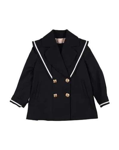 Elisabetta Franchi Babies'  La Mia Bambina Toddler Girl Coat Midnight Blue Size 6 Wool, Polyamide In Black