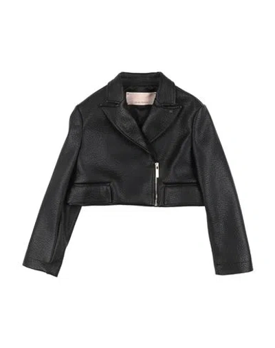 Elisabetta Franchi Babies'  La Mia Bambina Toddler Girl Jacket Black Size 6 Polyester, Polyurethane