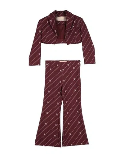 Elisabetta Franchi Babies'  La Mia Bambina Toddler Girl Suit Burgundy Size 3 Polyester, Elastane