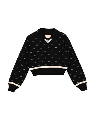 Elisabetta Franchi Babies'  La Mia Bambina Toddler Girl Sweater Black Size 6 Viscose, Polyester, Polyamide
