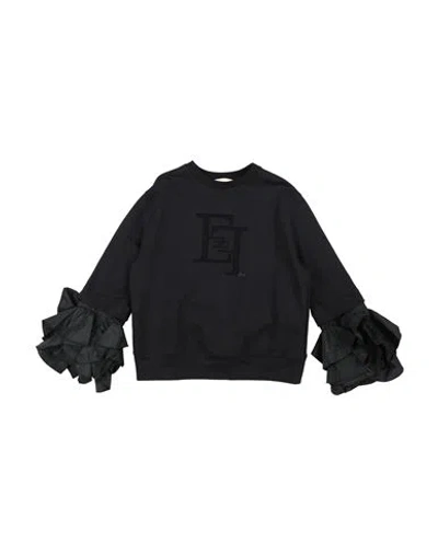 Elisabetta Franchi Babies'  La Mia Bambina Toddler Girl Sweatshirt Black Size 6 Cotton, Polyester, Elastane