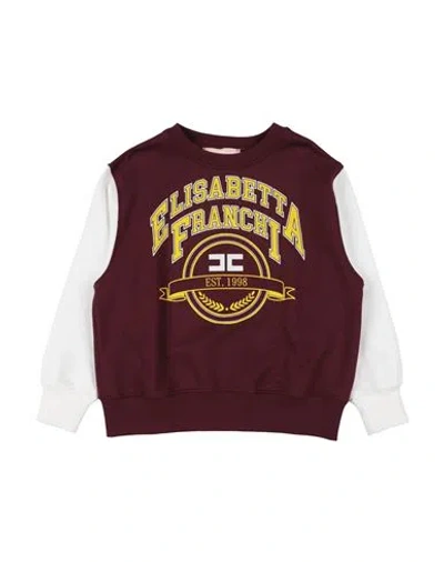 Elisabetta Franchi Babies'  La Mia Bambina Toddler Girl Sweatshirt Burgundy Size 3 Cotton In Brown