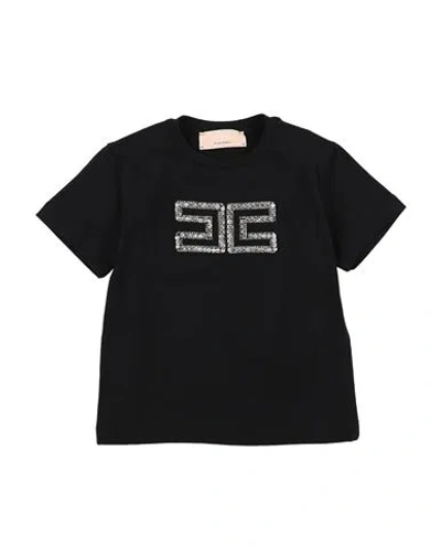 Elisabetta Franchi Babies'  La Mia Bambina Toddler Girl T-shirt Black Size 4 Cotton, Elastane