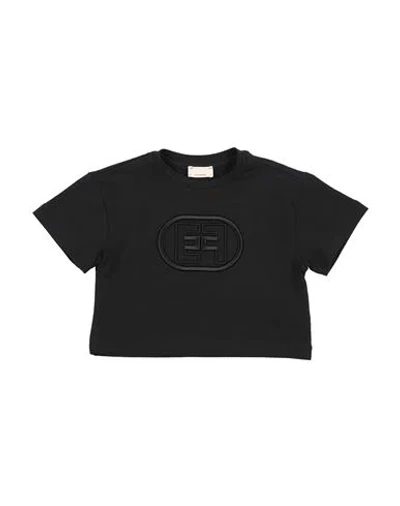 Elisabetta Franchi Babies'  La Mia Bambina Toddler Girl T-shirt Black Size 5 Cotton, Elastane