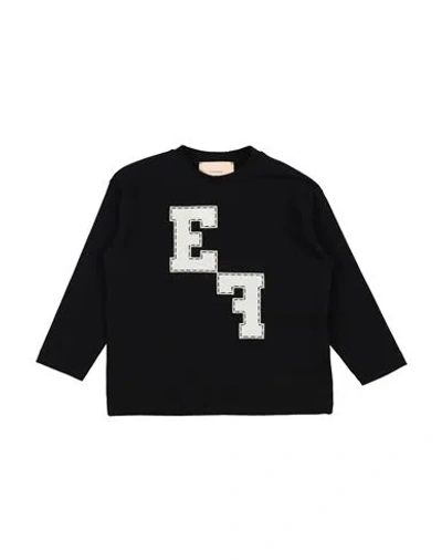 Elisabetta Franchi Babies'  La Mia Bambina Toddler Girl T-shirt Black Size 6 Cotton, Elastane