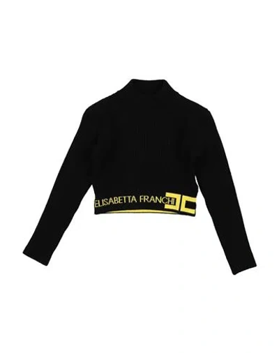 Elisabetta Franchi Babies'  La Mia Bambina Toddler Girl Turtleneck Black Size 6 Viscose, Polyester, Polyamide