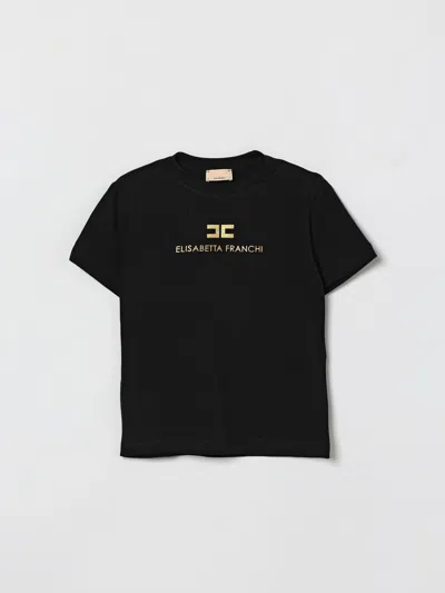 Elisabetta Franchi La Mia Bambina Babies'  Cotton T-shirt With Logo  In Black