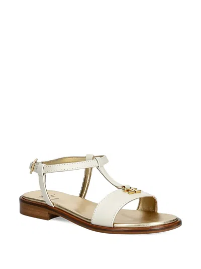 Elisabetta Franchi La Mia Bambina Kids' T-strap Logo-plaque Sandals In Burgundy