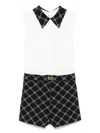 Elisabetta Franchi La Mia Bambina Logo-jacquard Playsuit In Cream