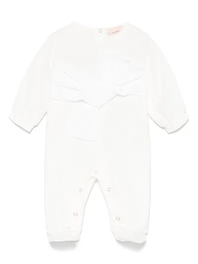Elisabetta Franchi La Mia Bambina Babies' Twist-detail Pyjamas In Neutrals