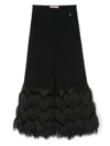 Elisabetta Franchi La Mia Bambina Wide-leg Fringed Trousers In Black
