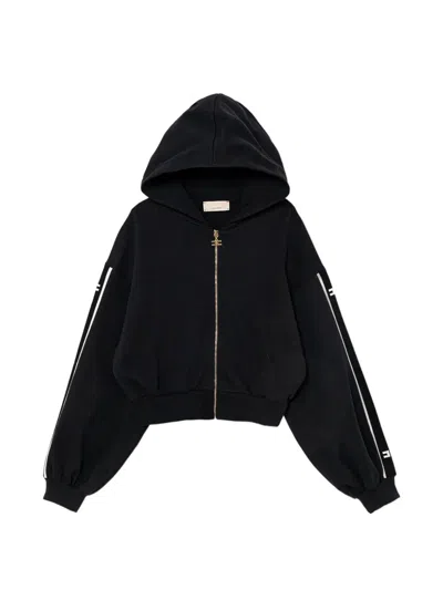 Elisabetta Franchi La Mia Bambina Kids' Zip-up Hoodie In Black