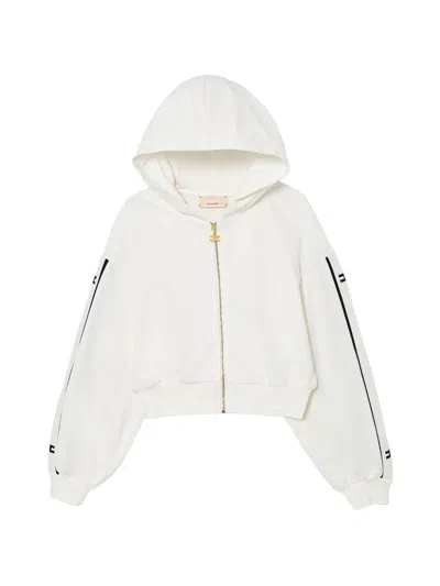 Elisabetta Franchi La Mia Bambina Kids' Zip-up Hoodie In White