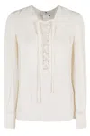 Elisabetta Franchi White Lace-up Blouse In White