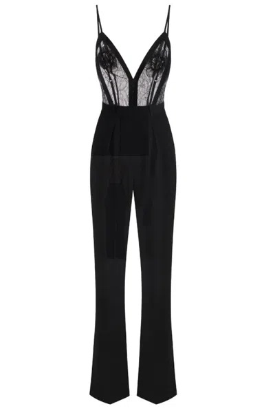 ELISABETTA FRANCHI ELISABETTA FRANCHI LACE BODICE DRESS WITH WIDE-LEG TROUSERS