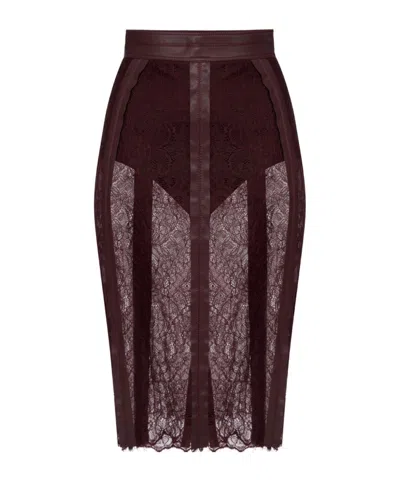 ELISABETTA FRANCHI LACE-CONTRAST MIDI SKIRT