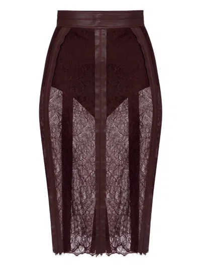Elisabetta Franchi Lace-contrast Midi Skirt In Animal Print