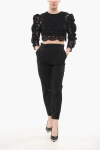 Elisabetta Franchi Lace Detailed Jumpsuit With Ruffled Sleeves In Black