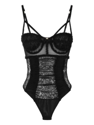 Elisabetta Franchi Lace-panelled Body In Black