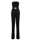 Elisabetta Franchi Lace-up Belted Jumpsuit In Black