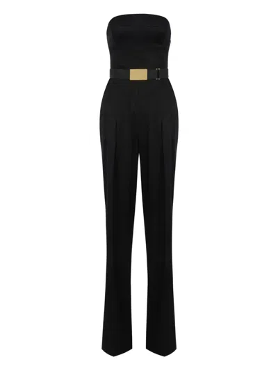 Elisabetta Franchi Lace-up Belted Jumpsuit In Black