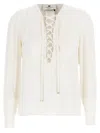 Elisabetta Franchi Lace-up Blouse With Buttoned Cuffs