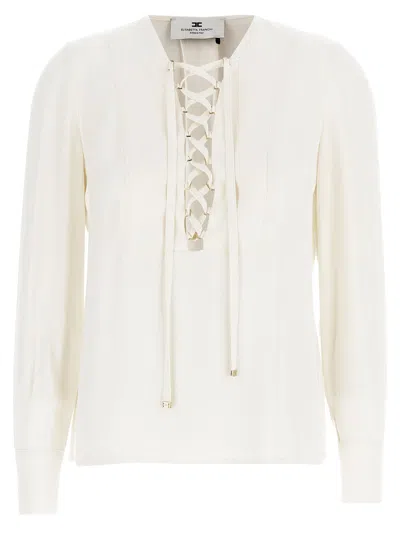Elisabetta Franchi White Lace-up Blouse