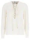 Elisabetta Franchi White Lace-up Blouse In White