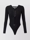 Elisabetta Franchi Lace-up Bodysuit Long Sleeves In Black