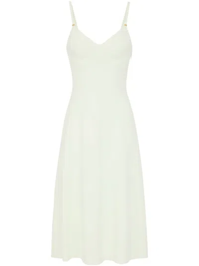 Elisabetta Franchi Lace-up Detail Crepe Midi Dress In White