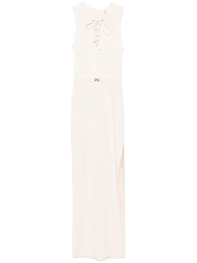 Elisabetta Franchi Lace-up Detail Dress In Neutrals