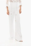 Elisabetta Franchi Lace-up Detailed Bootcut Pants In White