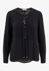 Elisabetta Franchi Black Georgette Blouse With Laces In Black