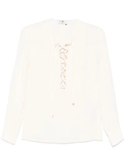 ELISABETTA FRANCHI ELISABETTA FRANCHI LACE UP GEORGETTE BLOUSE