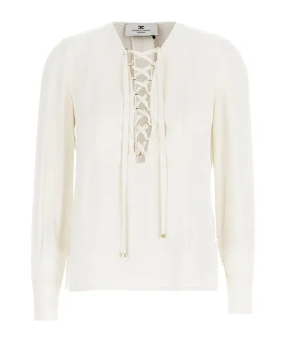 ELISABETTA FRANCHI LACE-UP GEORGETTE BLOUSE