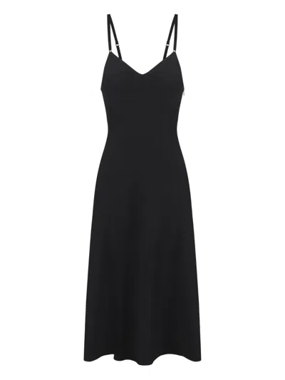 Elisabetta Franchi Lace-up Midi Dress In Black