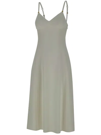 Elisabetta Franchi Lace-up Midi Dress In White