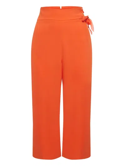 Pre-owned Elisabetta Franchi Lace-up Trousers In Orange