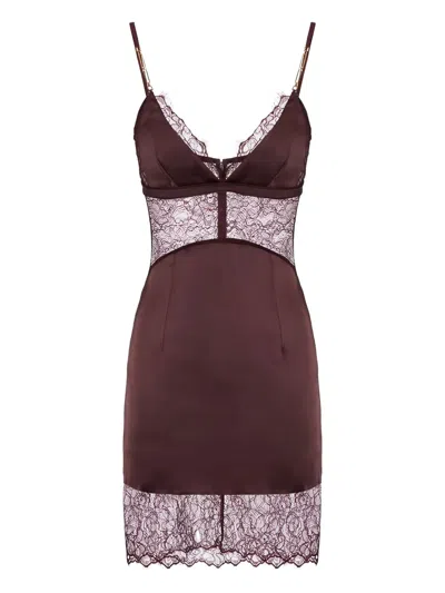 Elisabetta Franchi Laced Mini Dress In Red