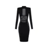 Elisabetta Franchi Lace-panelled Mesh-insert Dress In Black