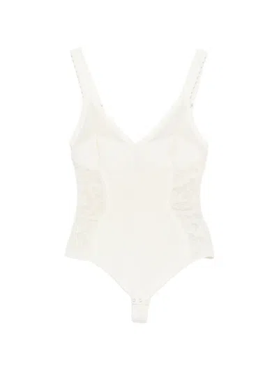 Elisabetta Franchi Lace-panelled Sleeveless Top In White