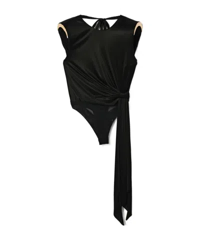 Elisabetta Franchi Lace-up Bodysuit In Black