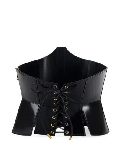 Elisabetta Franchi Lace-up Bustier Belt In Yellow