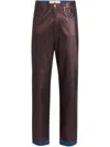 Elisabetta Franchi Laminated Cotton Jeans In Brown